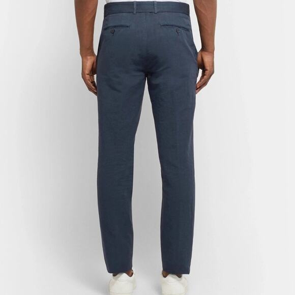 NEW Officine Generale Paul Pant SIZE 50 US 33 Unhemmed Navy Linen Trousers NWT - Picture 2 of 15